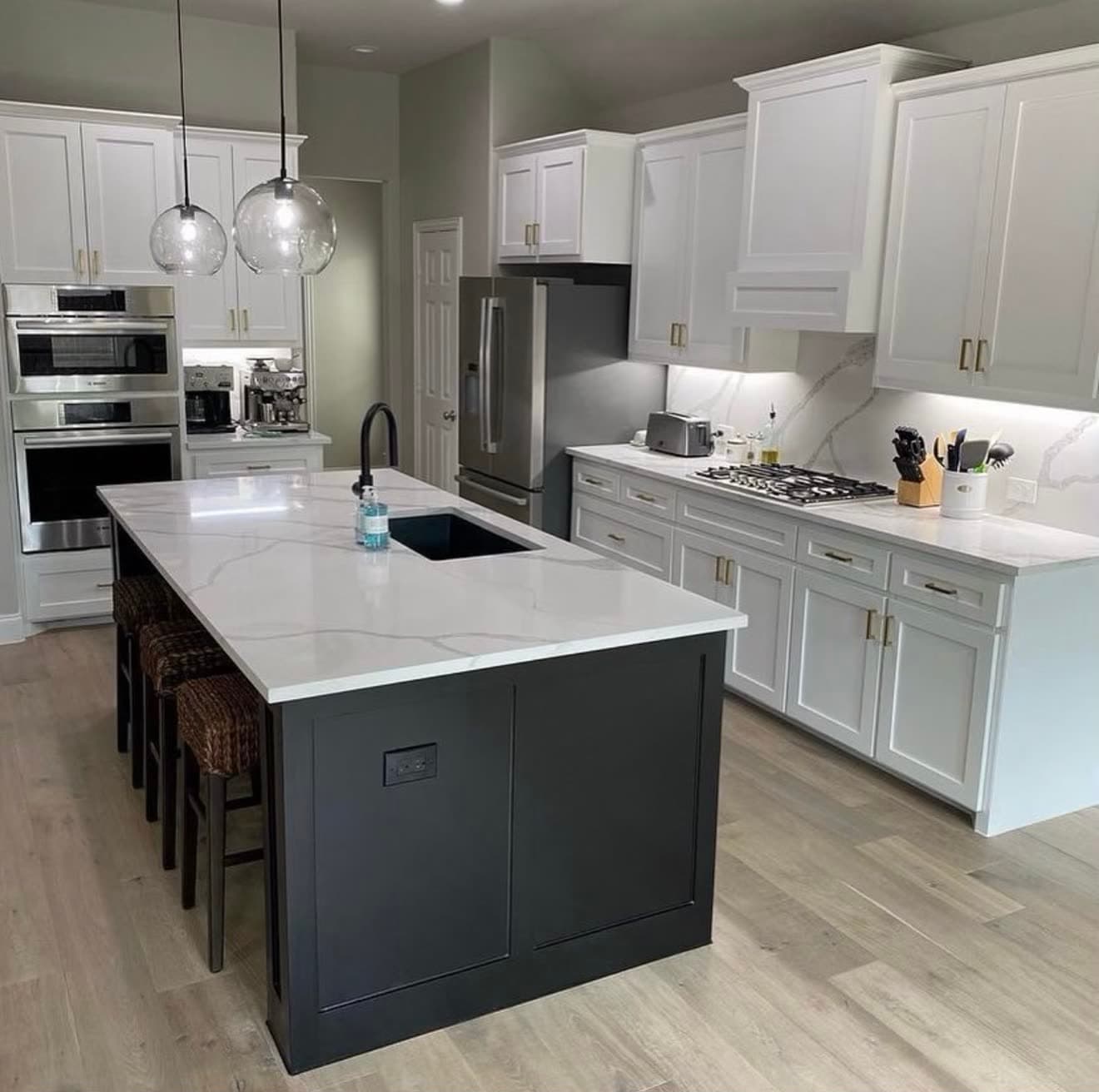White & Charcoal Island Kitchen
